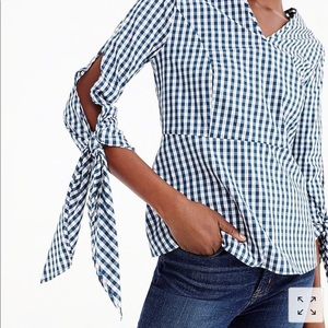 Jcrew gingham blue top